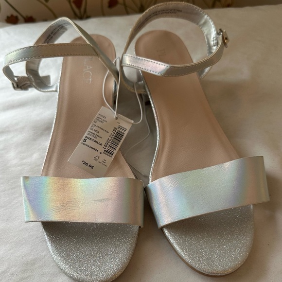 Silver sparkly girls heeled sandals - Picture 2 of 4